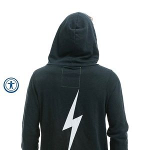 Aviator Nation, BOLT FULL ZIP HOODIE, Charcoal Black, Size Large